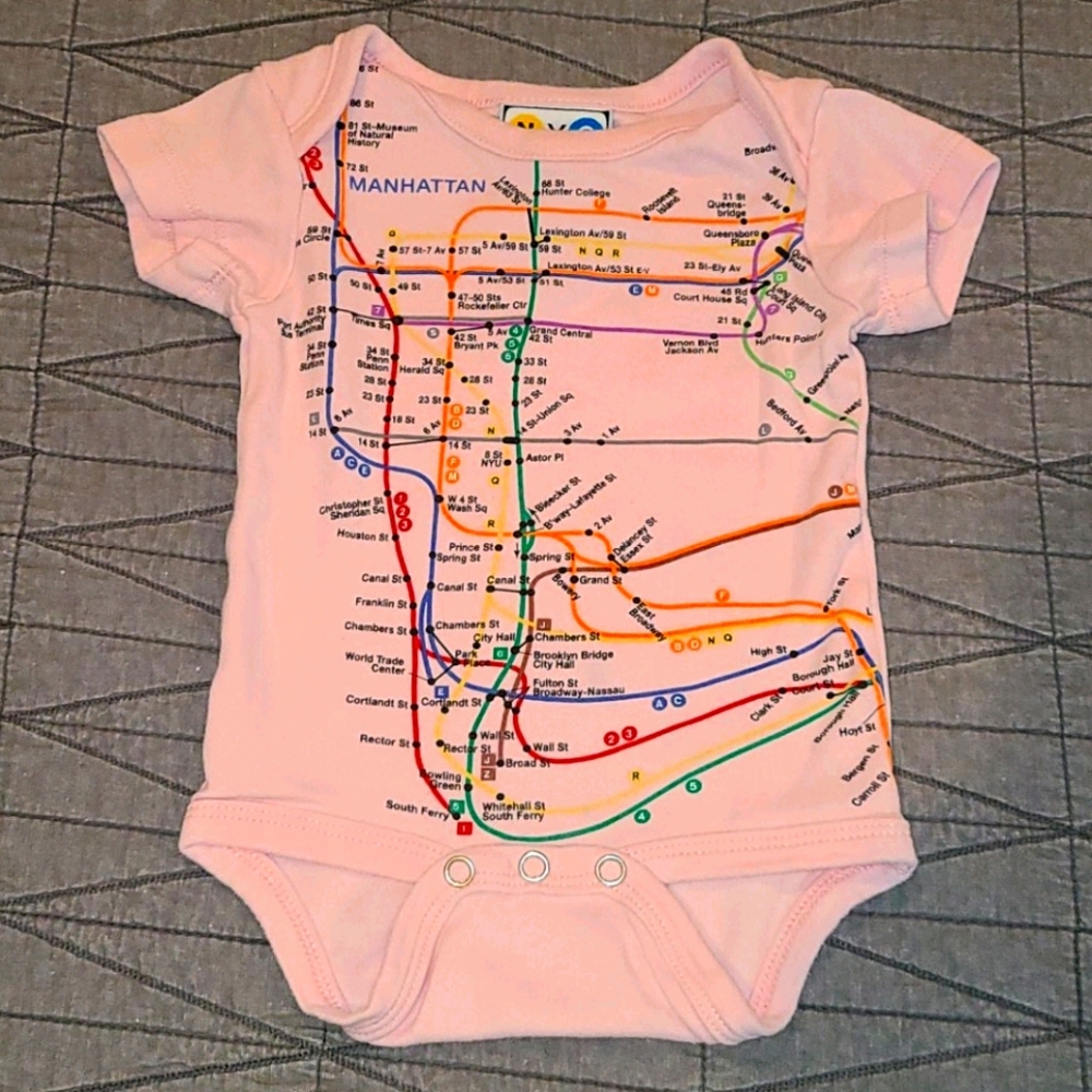 Manhattan Subway Line Baby Onesie